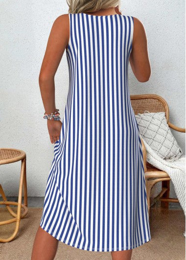 Heidi™ - Sleeveless Striped Tummy-Covering Summer Dress