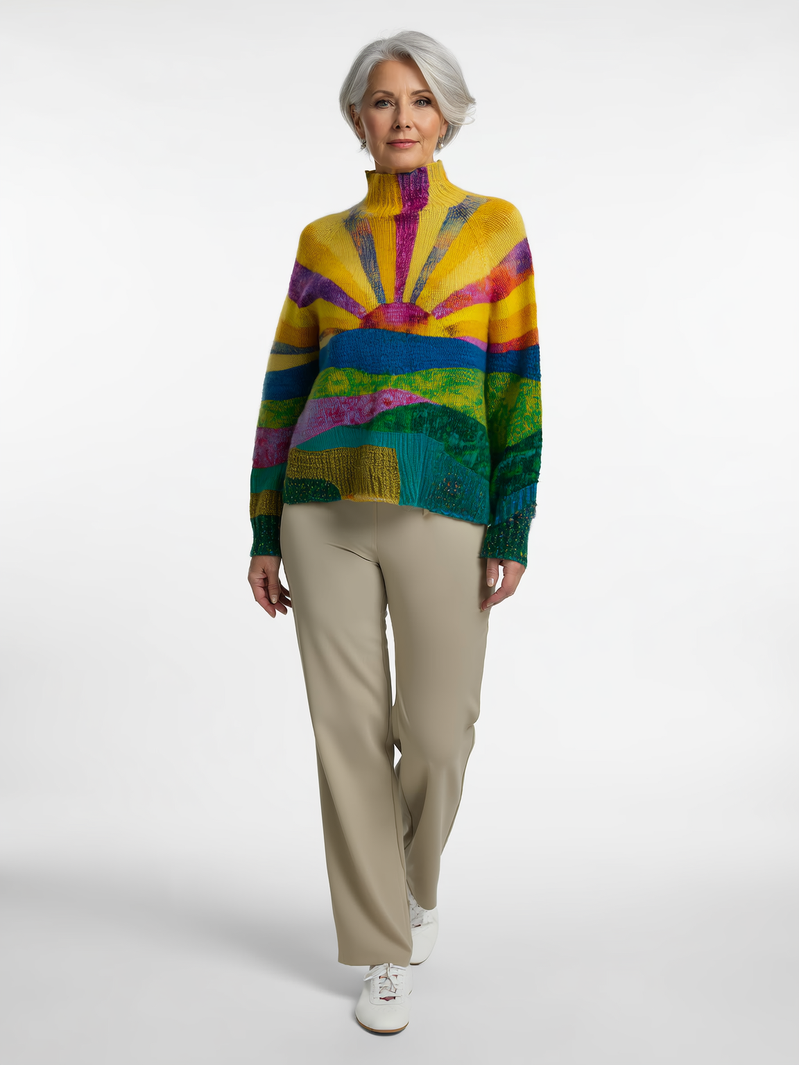 Zella - Cheerful Colorful Turtleneck Sweater