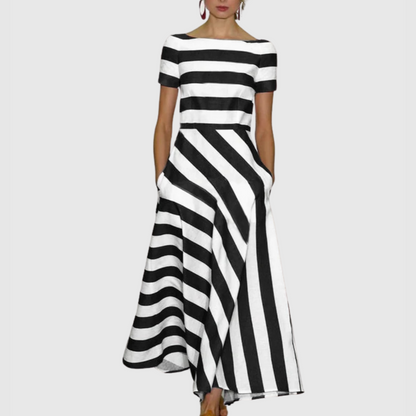 Madeline - Vonda Striped Off-Shoulder Maxi Dress