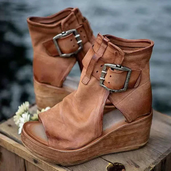 Ariana™ - Bold Buckle Wedge Sandals