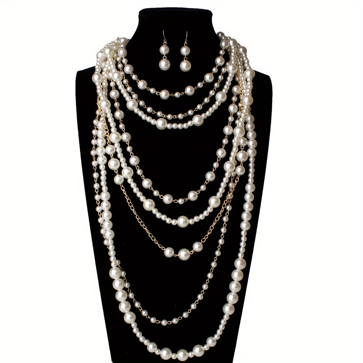 Boho Mehrlagiges Perlen Statement Set