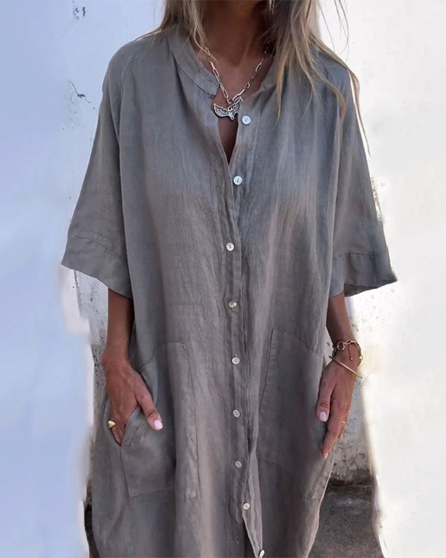 Meiva™ - Cotton Linen Shirt Long Dress