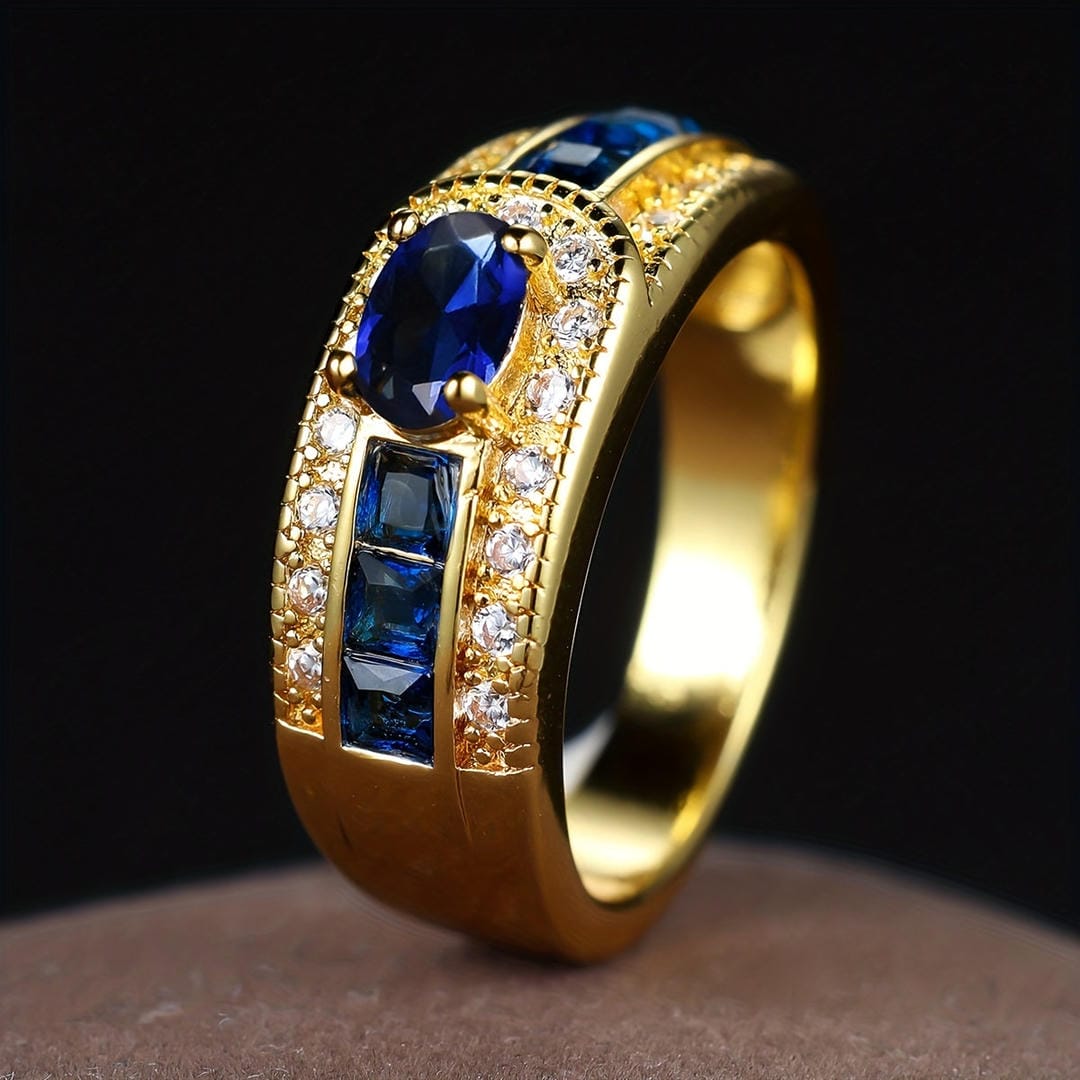 Königlicher Goldsiegel-Saphir-Ring