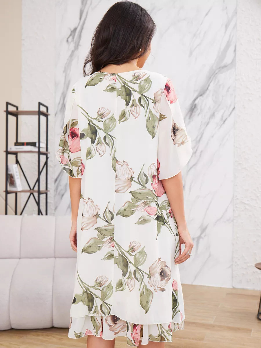 Camila™ – Elegant Floral Chiffon Dress