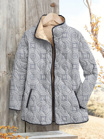 Women's Vintage Geometric Print Quilted Jacket