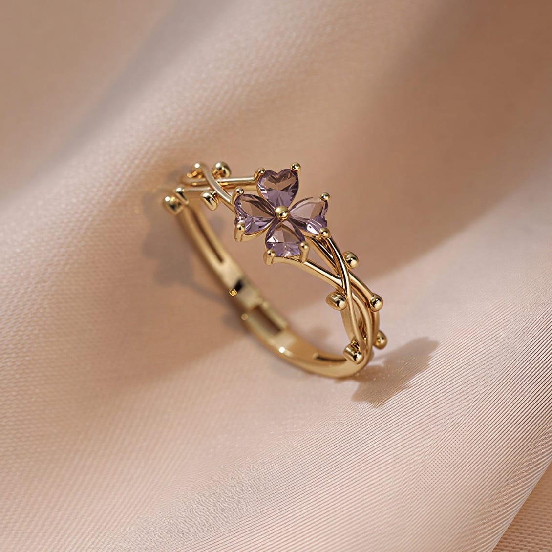 Amethyst Blumenring (verstellbar)