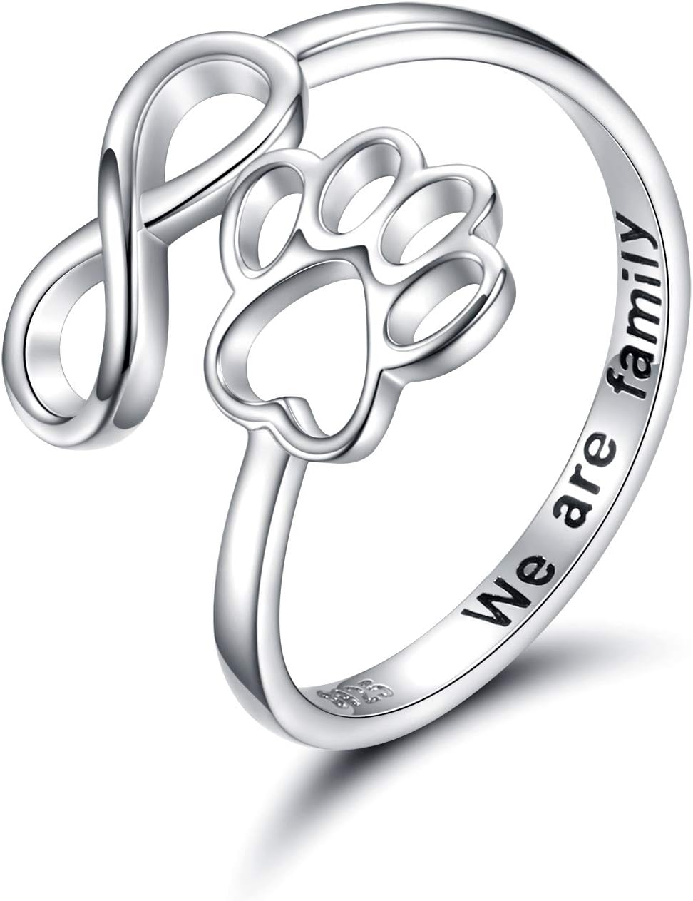 Handgefertigter Pfoten- & Herzring – Verstellbar aus 925 Sterling Silber