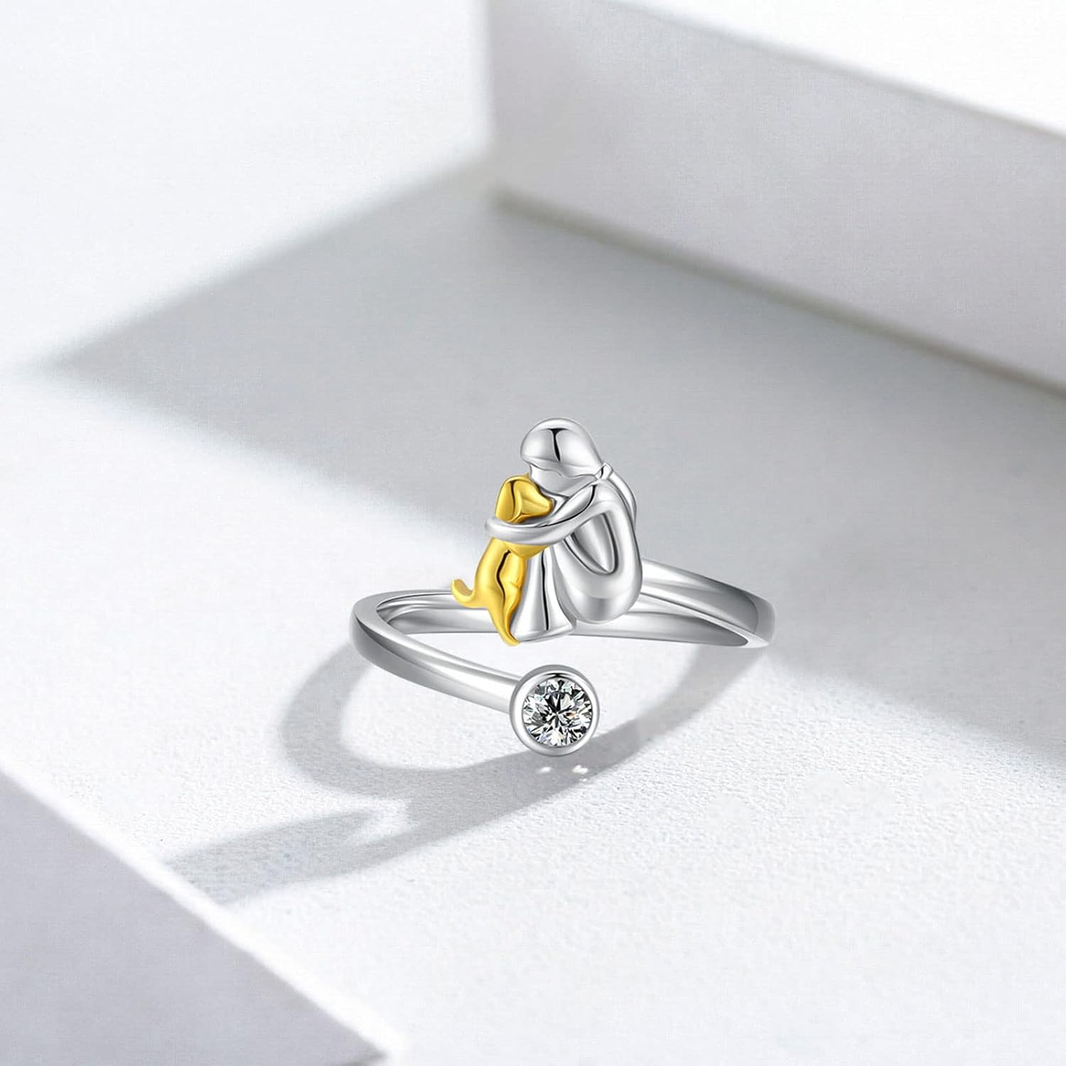925 Sterling Silber Hundering mit Zirkonia – Verstellbar & Handgemacht
