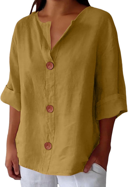 Clara™ - Casual Linen Blouse
