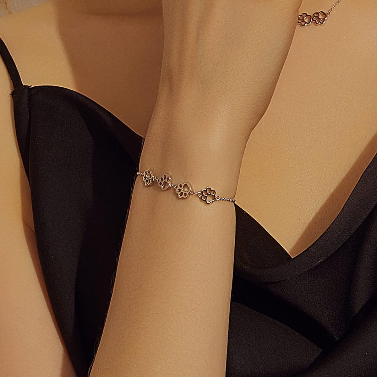 Sterling Silber Pfotenabdruck-Armband – Verstellbare Passform