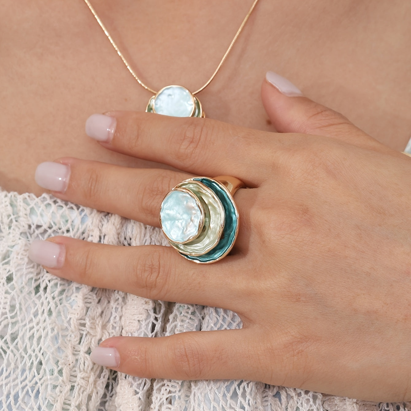 Boho Dreilagiger Emaille-Ring