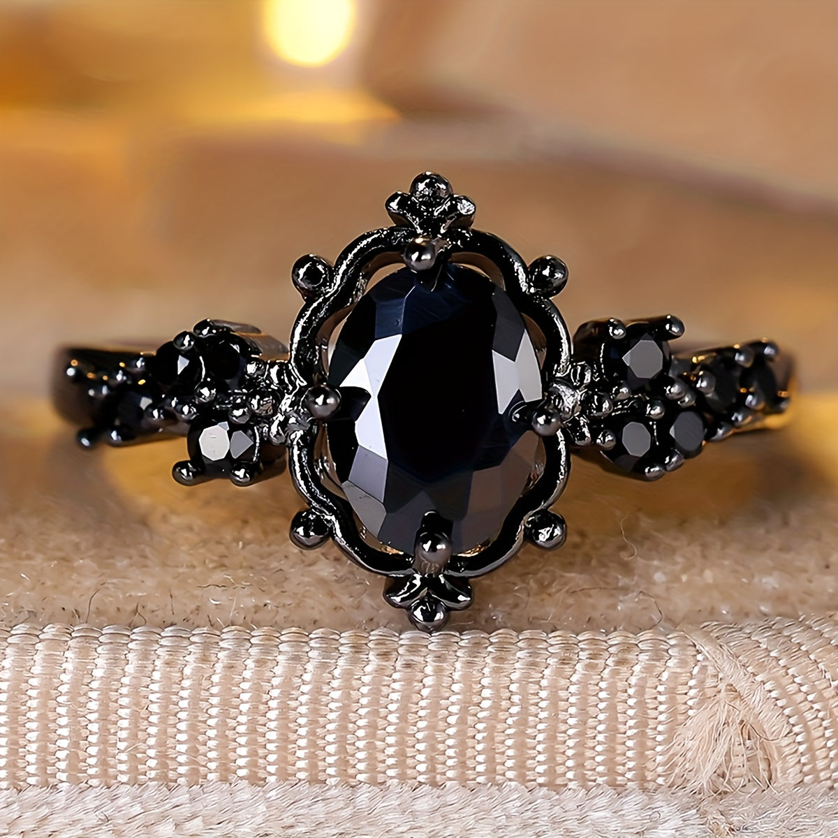Eleganter schwarzer Onyx Vintage-Ring