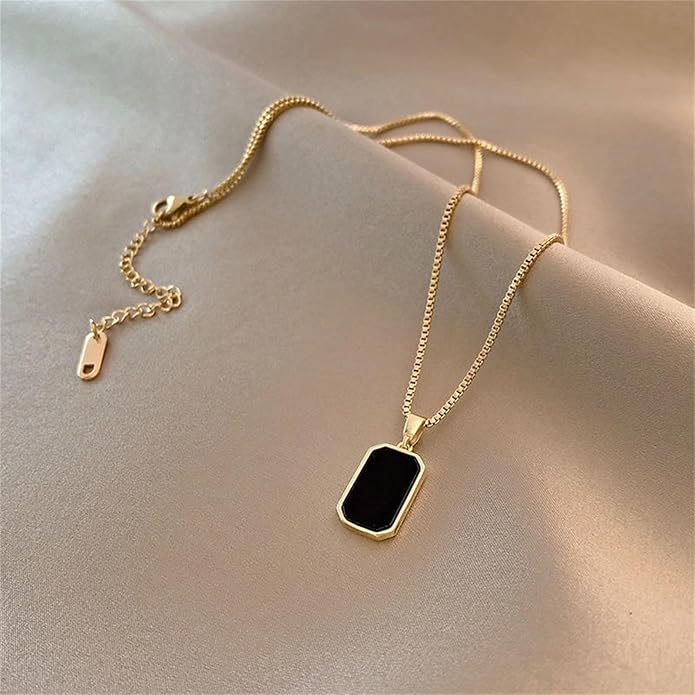 Elegante Onyx Gold Schlüsselbein-Halskette