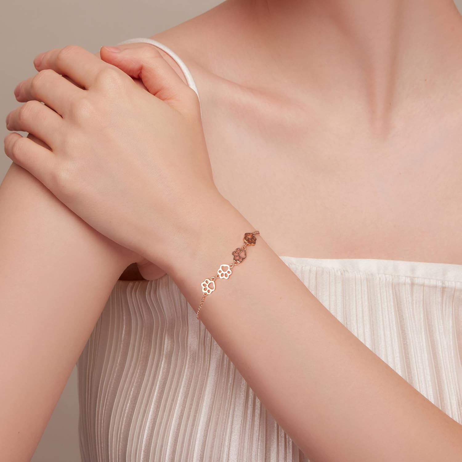 Sterling Silber Pfotenabdruck-Armband – Verstellbare Passform