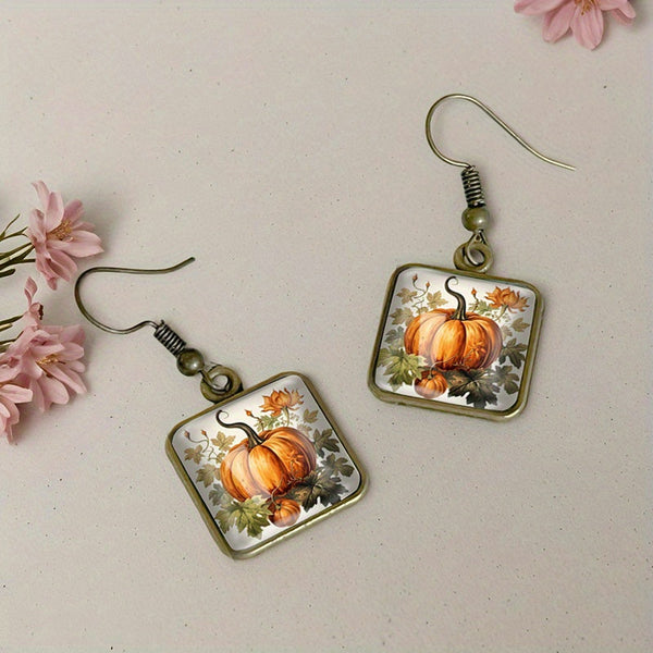 Pumpkin Glass Dangle Earrings