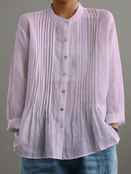 Farah™ – Casual Cotton & Linen Pleated Shirt