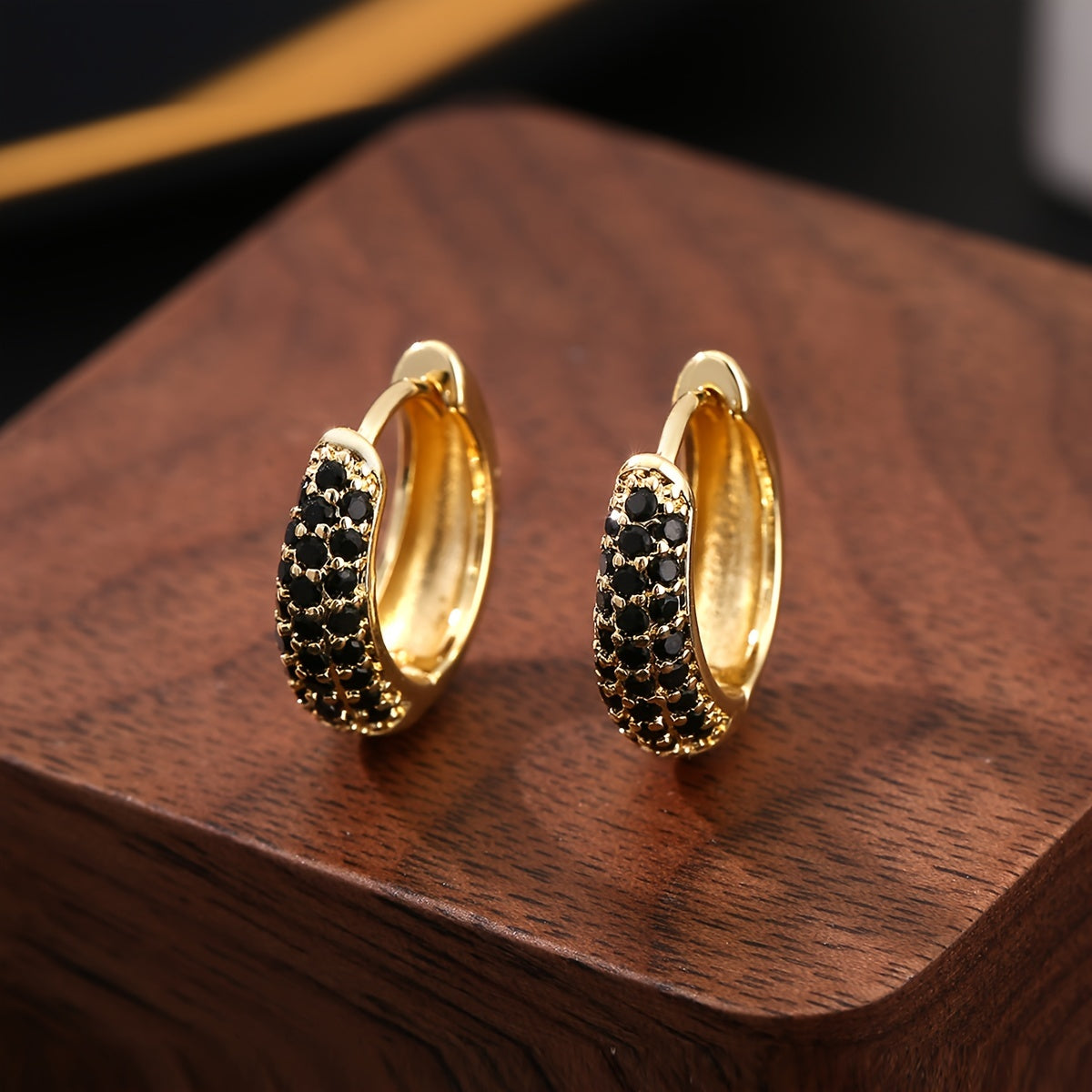 Elegante geometrische Vintage Onyx Ohrringe