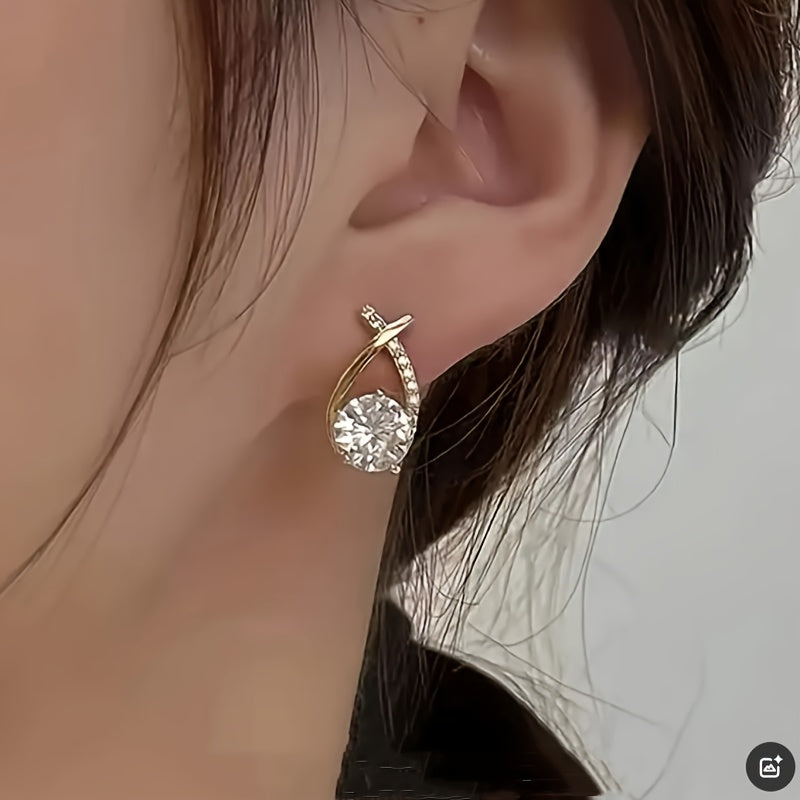 O&O - Goldene Kreuz Zirkonia Steckerohrringe