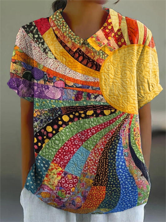 Lila™ - Sunburst Patchwork Shirt