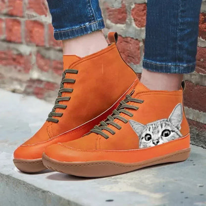 Monika™ - Cat Leather Ankle Boots
