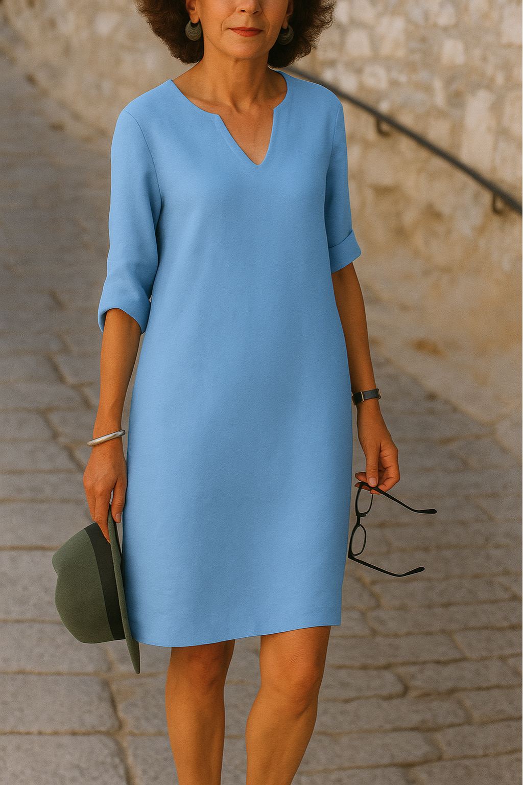 Elvy™ - Sleek V-Neck Dress