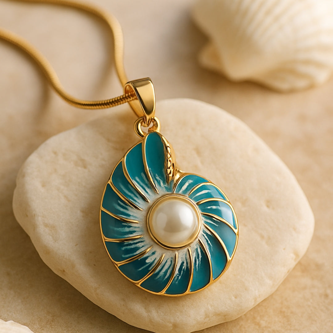 Muschelkern-Perlen-Gold-Halskette