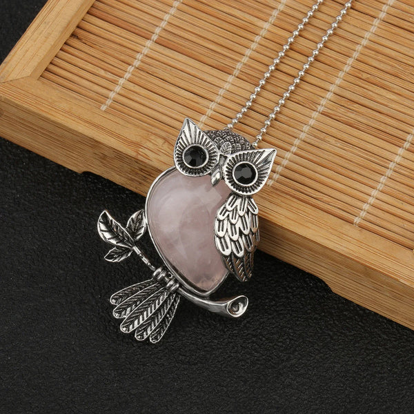 Crystal Owl Wisdom Pendant Necklace