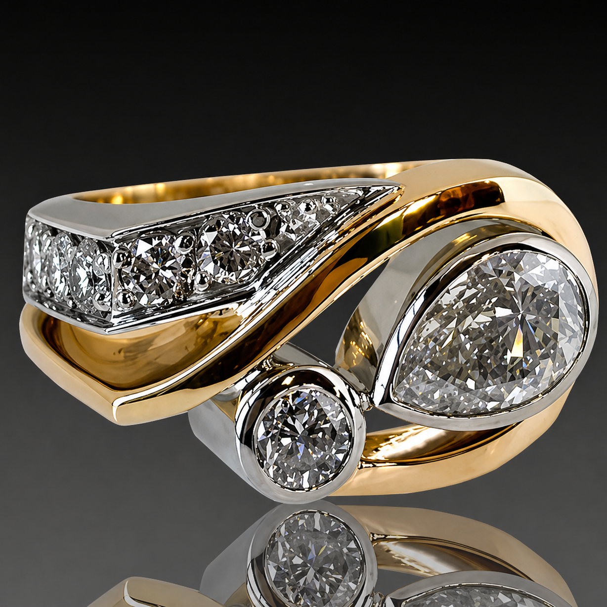Eleganter zweifarbiger Zirkonia-Ring