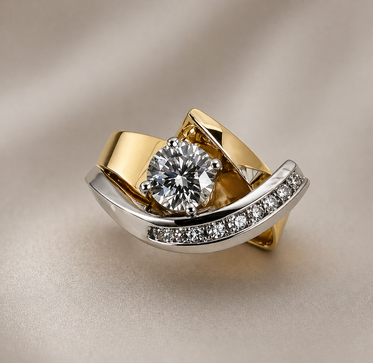 Zeitloser, von Vintage inspirierter Gold-Zirkonia-Ring