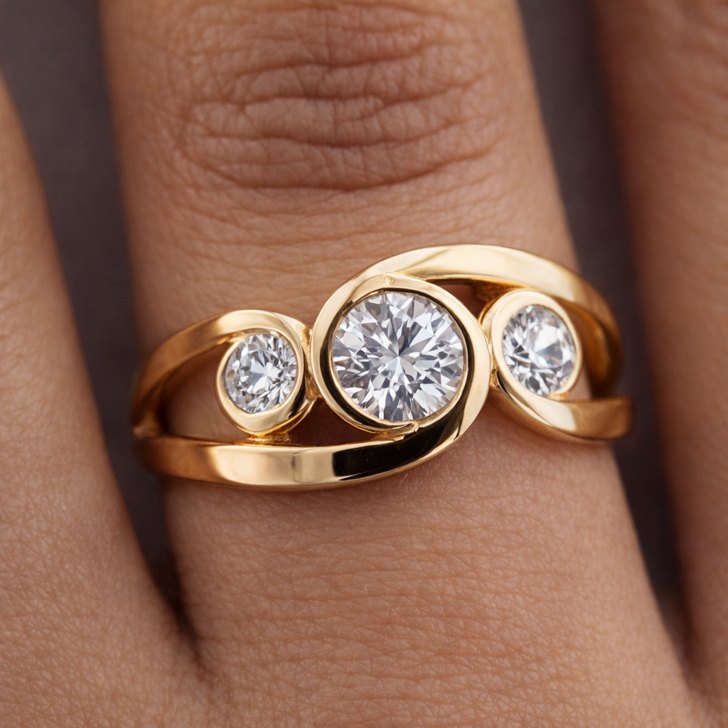 Eleganter Vintage Gold Spiralring