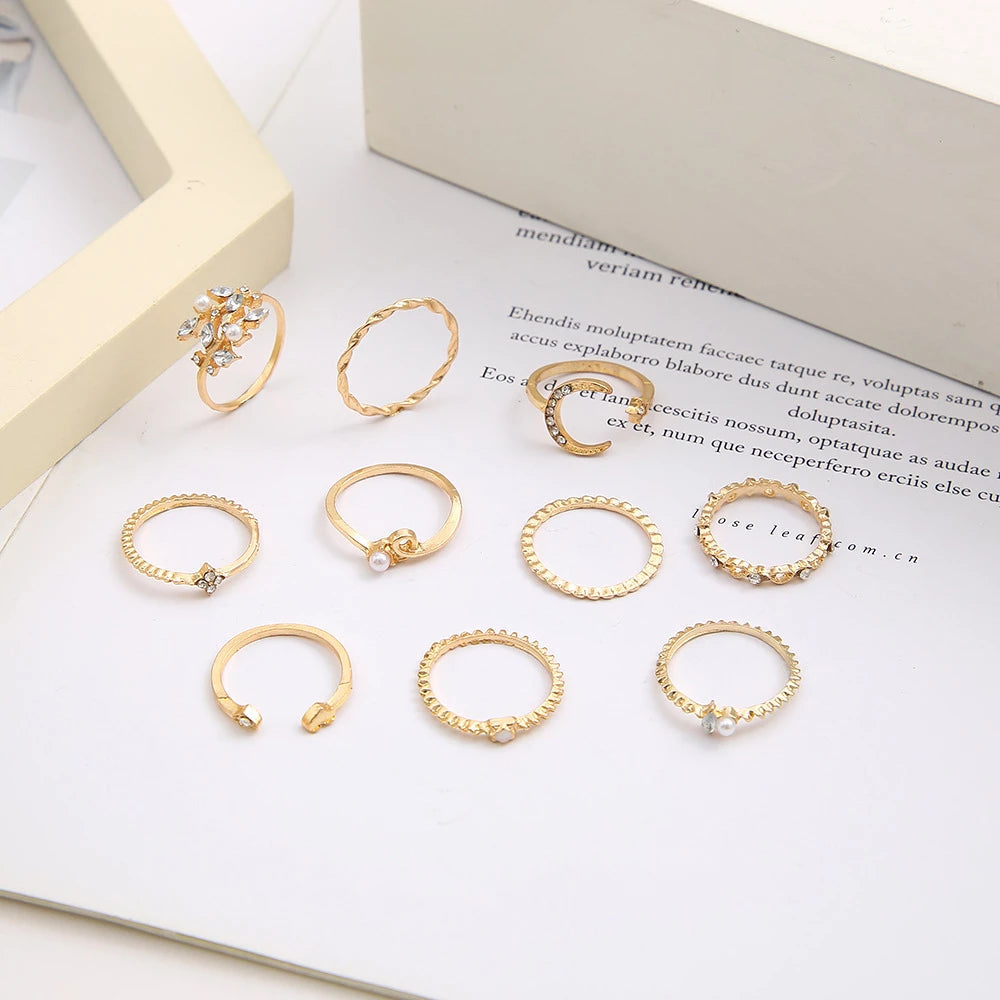 Bohemian Silver & Gold Rings Set