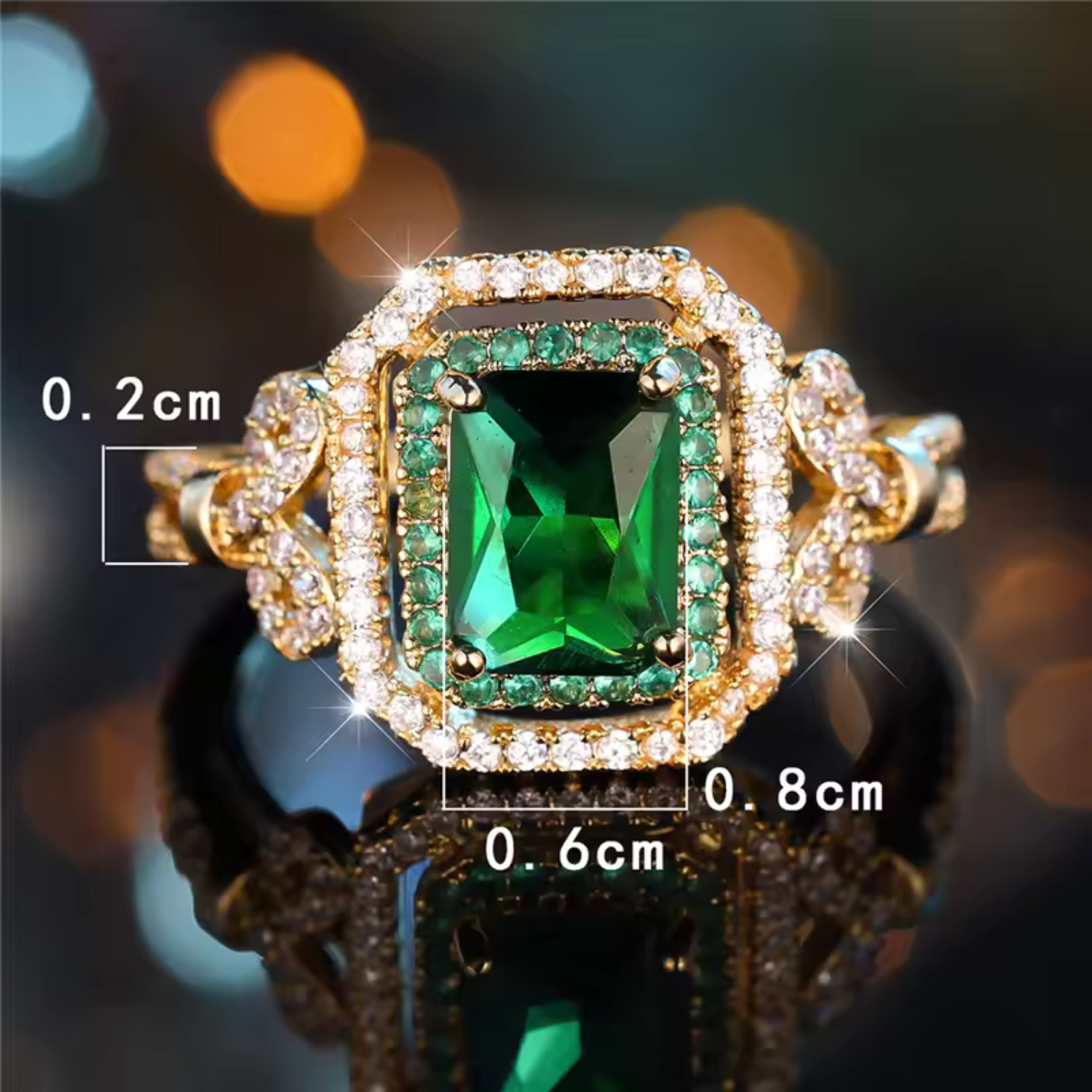 Luxe Smaragd Halo Statement Ring