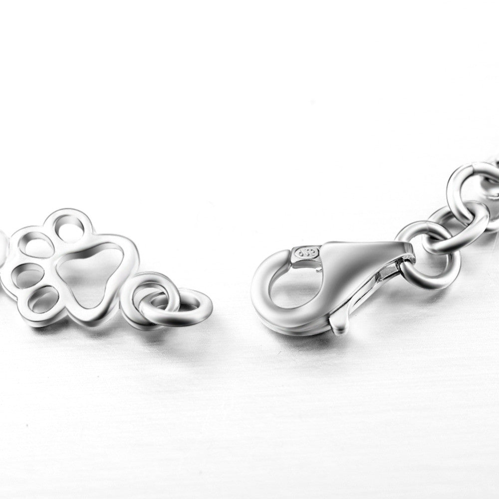 Limitierte Auflage Pure Silber Hundepfote und Knochen Charms Armband