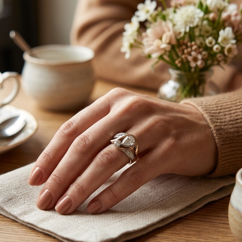Eleganter zweifarbiger Zirkonia-Ring