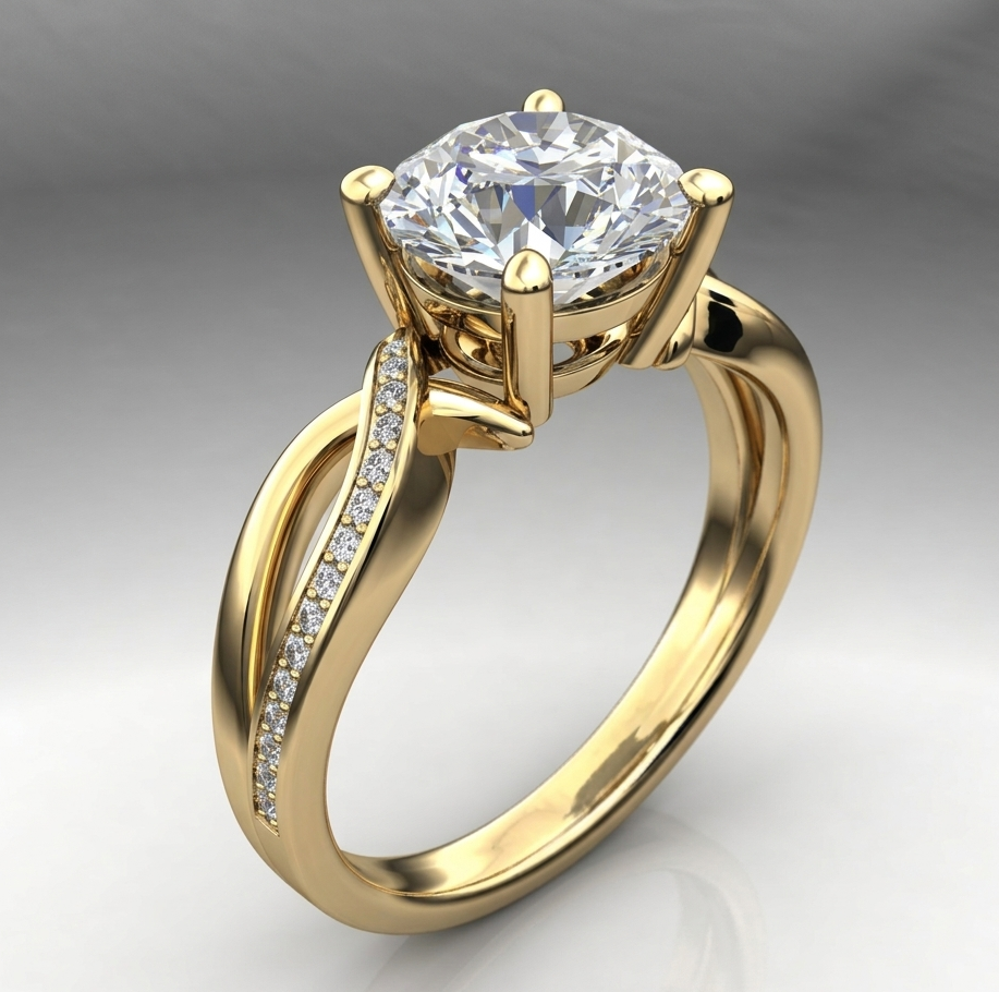 Zeitloser goldgeflochtener Zirkonia-Ring