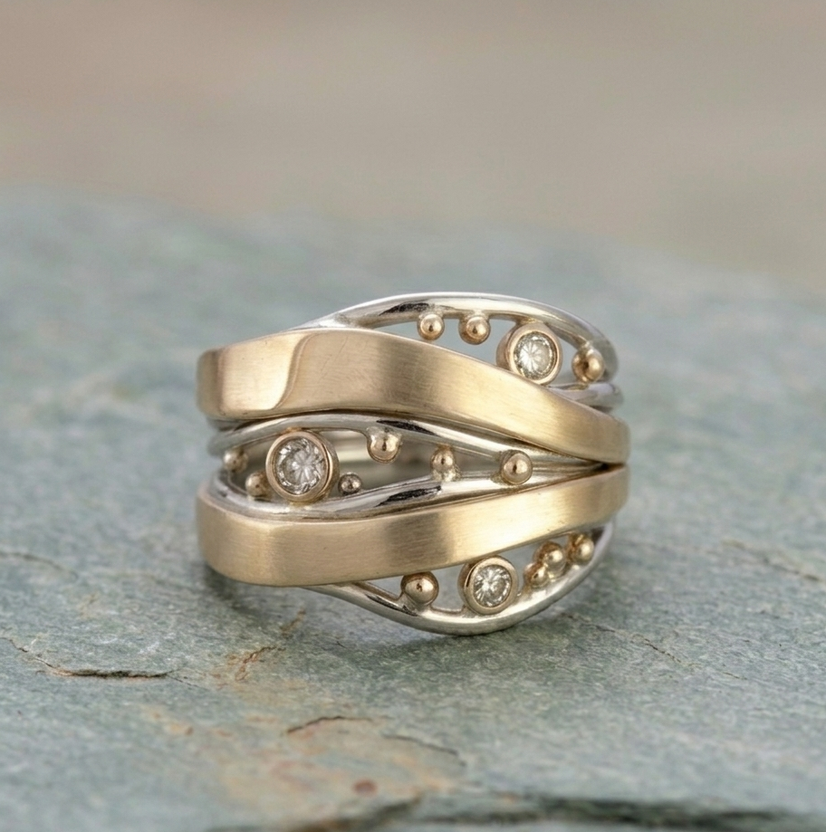 Eleganter, von Vintage inspirierter Gold-Zirkonia-Ring