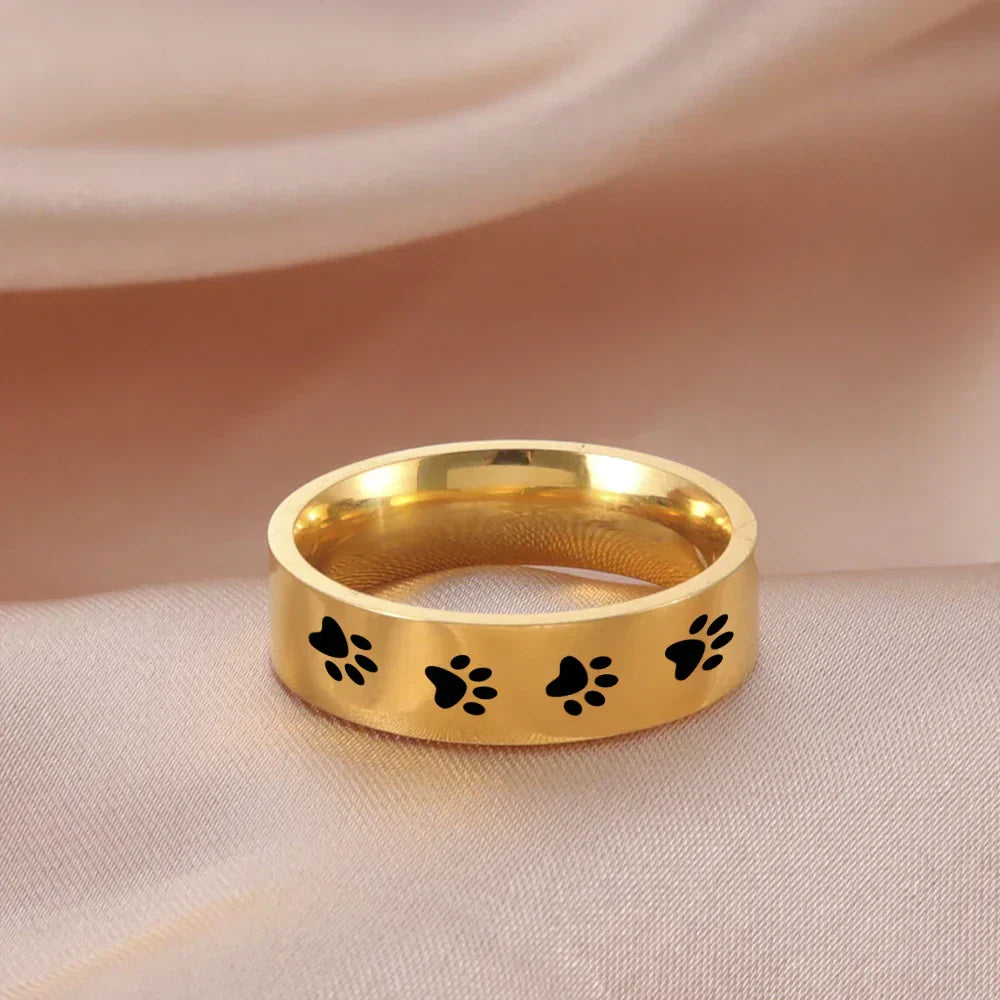 Handgefertigter Pfotenabdruckring aus Edelstahl