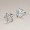 White Zirconia Paw Studs – Heart-Shaped Design