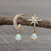 Opal and Gold Moon & Star Earrings