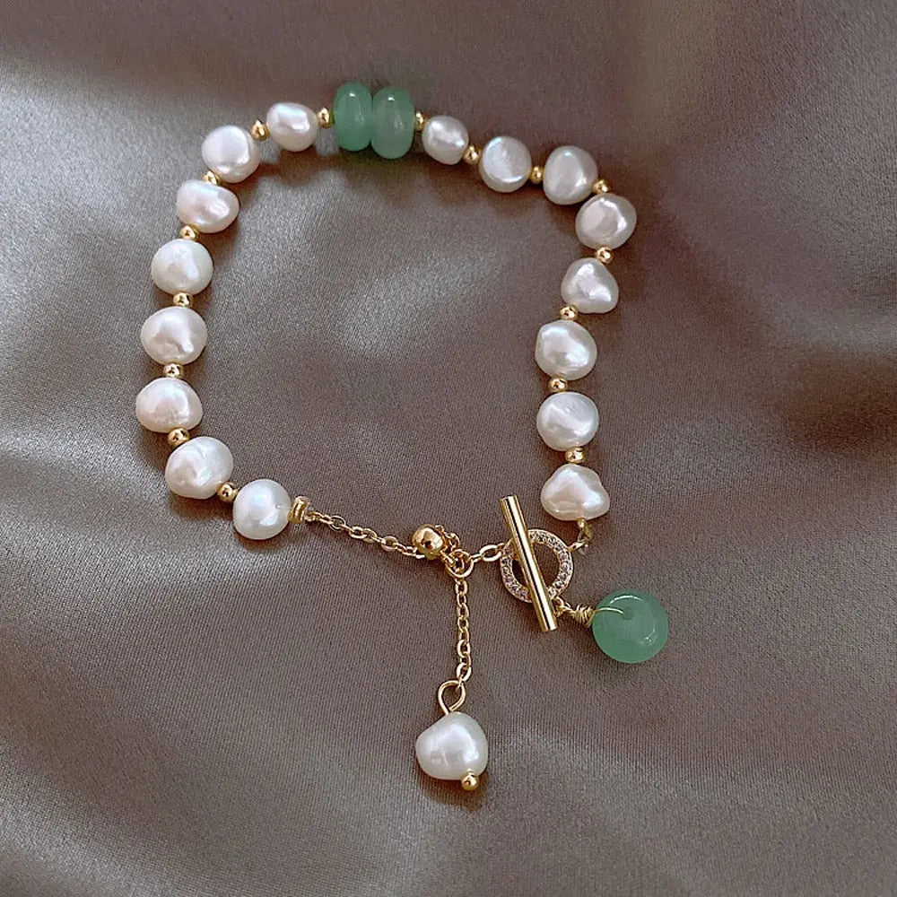 Naturperlen- und Jade-Armband