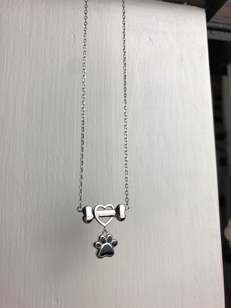 Dainty Dog Paw Necklace in Stainless Steel