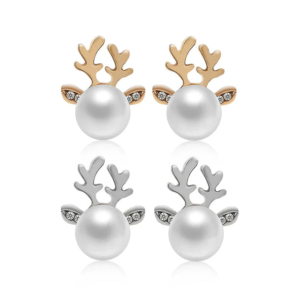 Christmas Reindeer Pearl Earrings