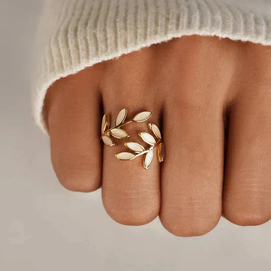 Pure - Weiß Opal Blatt Verstellbarer Ring