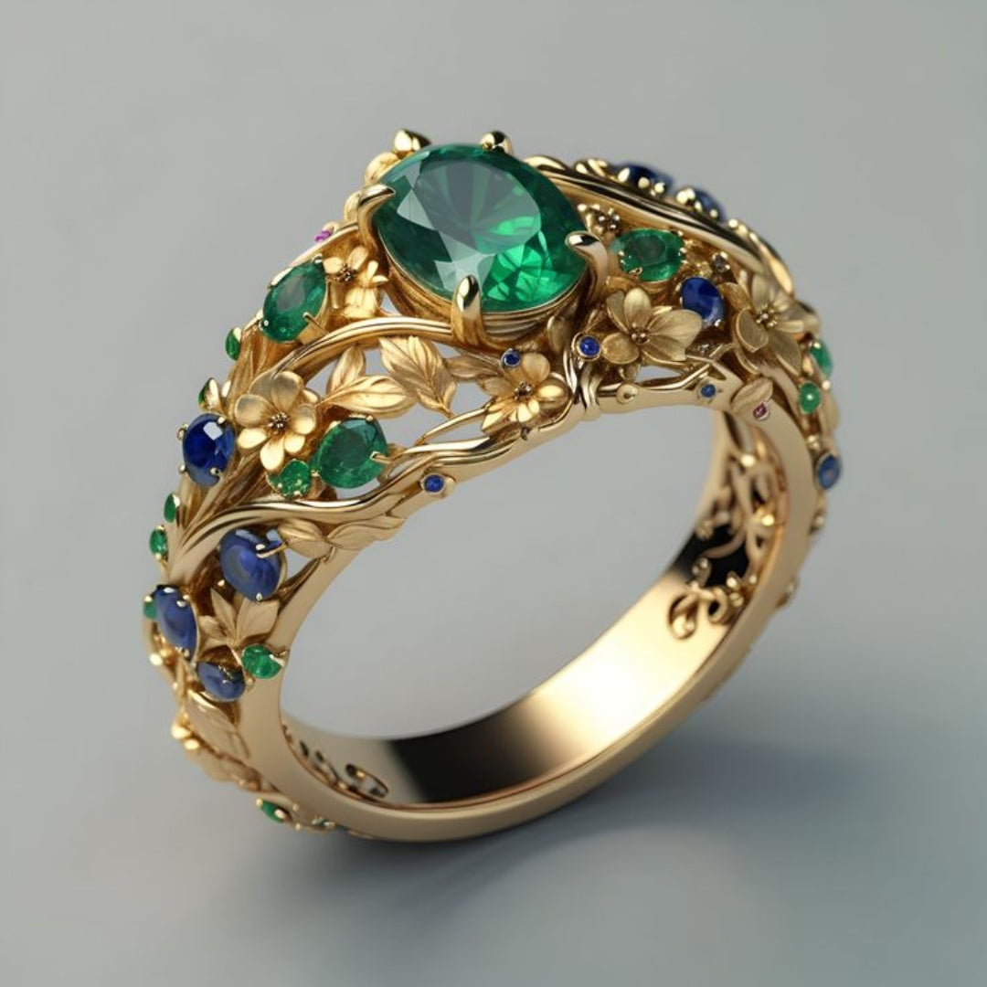 Luxe Smaragd- und Saphir-Ring