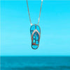 Silver Blue Opal Flip Flop Pendant Necklace