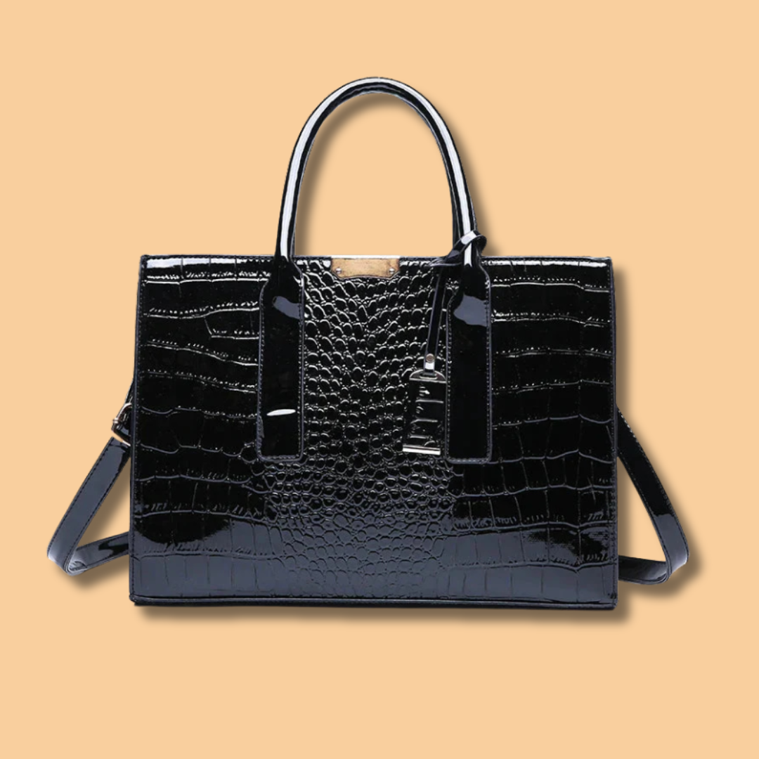 New York Crocodile-Print Leather Handbag