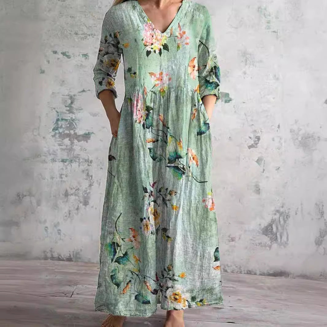 Ivory - Floral Whimsy Boho Maxi Dress