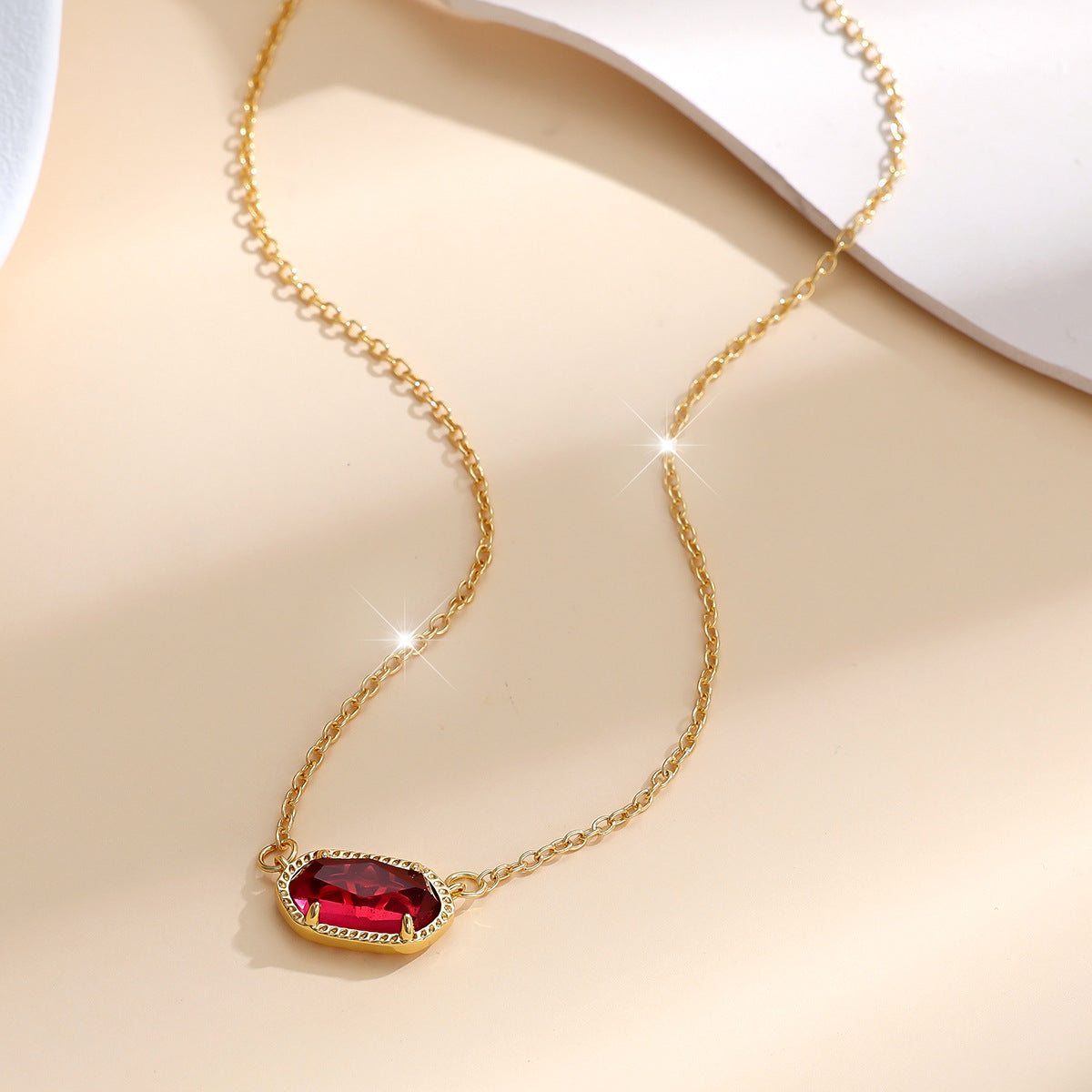Klassische Ovale Rubin Goldkette