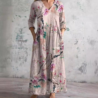 Ivory - Floral Whimsy Boho Maxi Dress