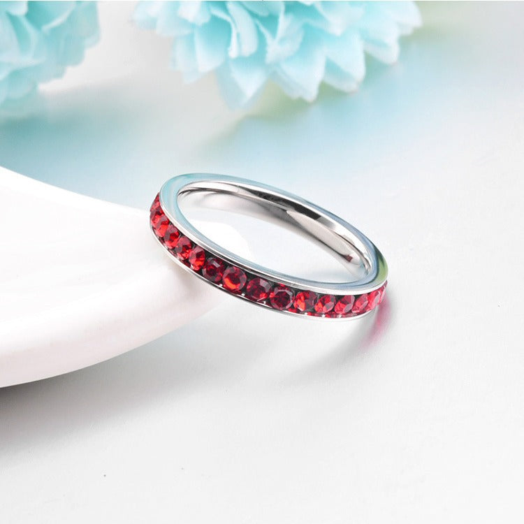 Eleganter Rubin-Ewigkeit-Ring aus Weißgold